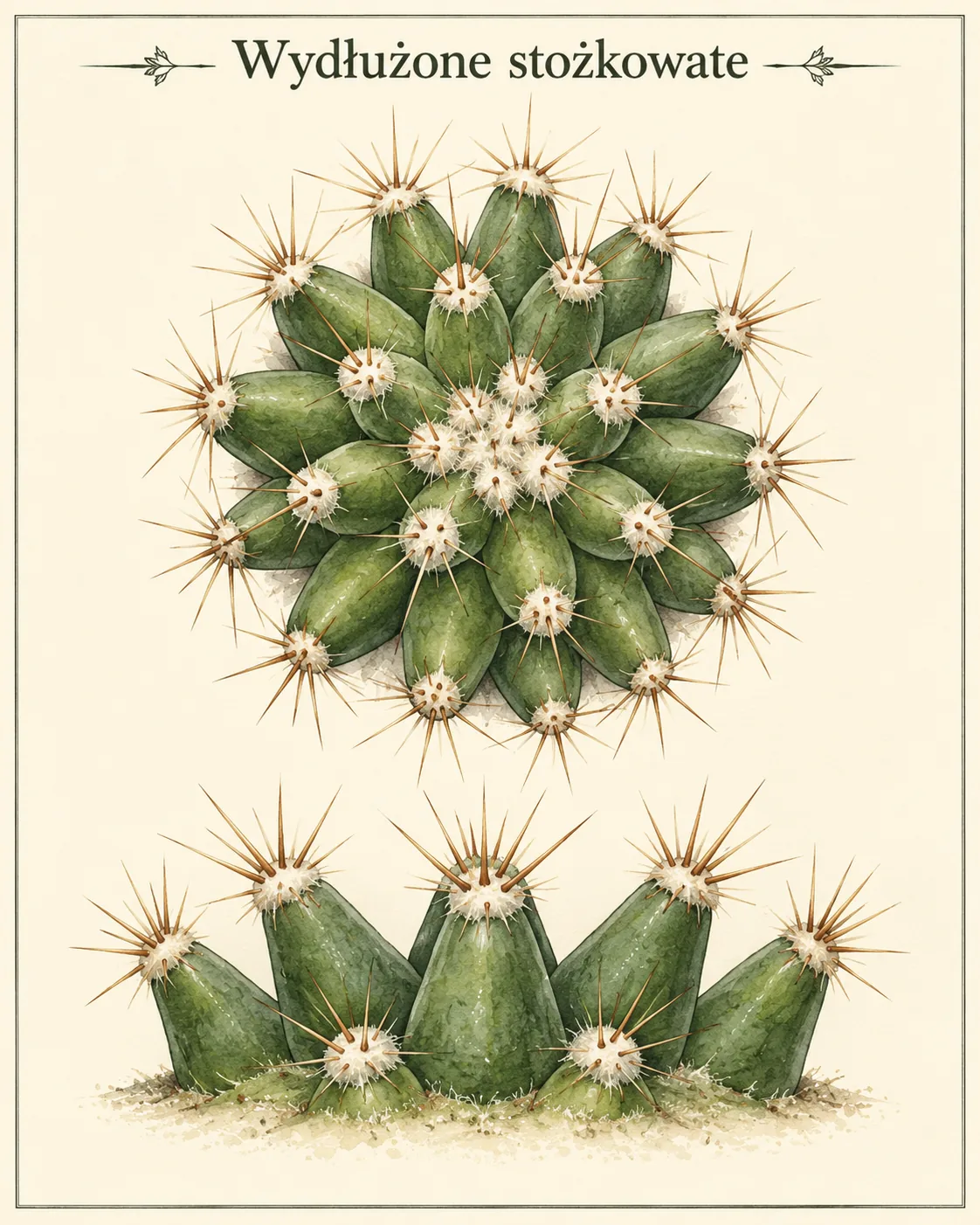 Schematic trait. Elongated. Example and scope of comparison. Mammillaria longimamma.